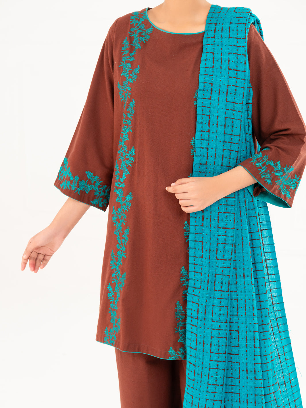 Brown Karandi 3Pc Stitched - AWP-3PS-774
