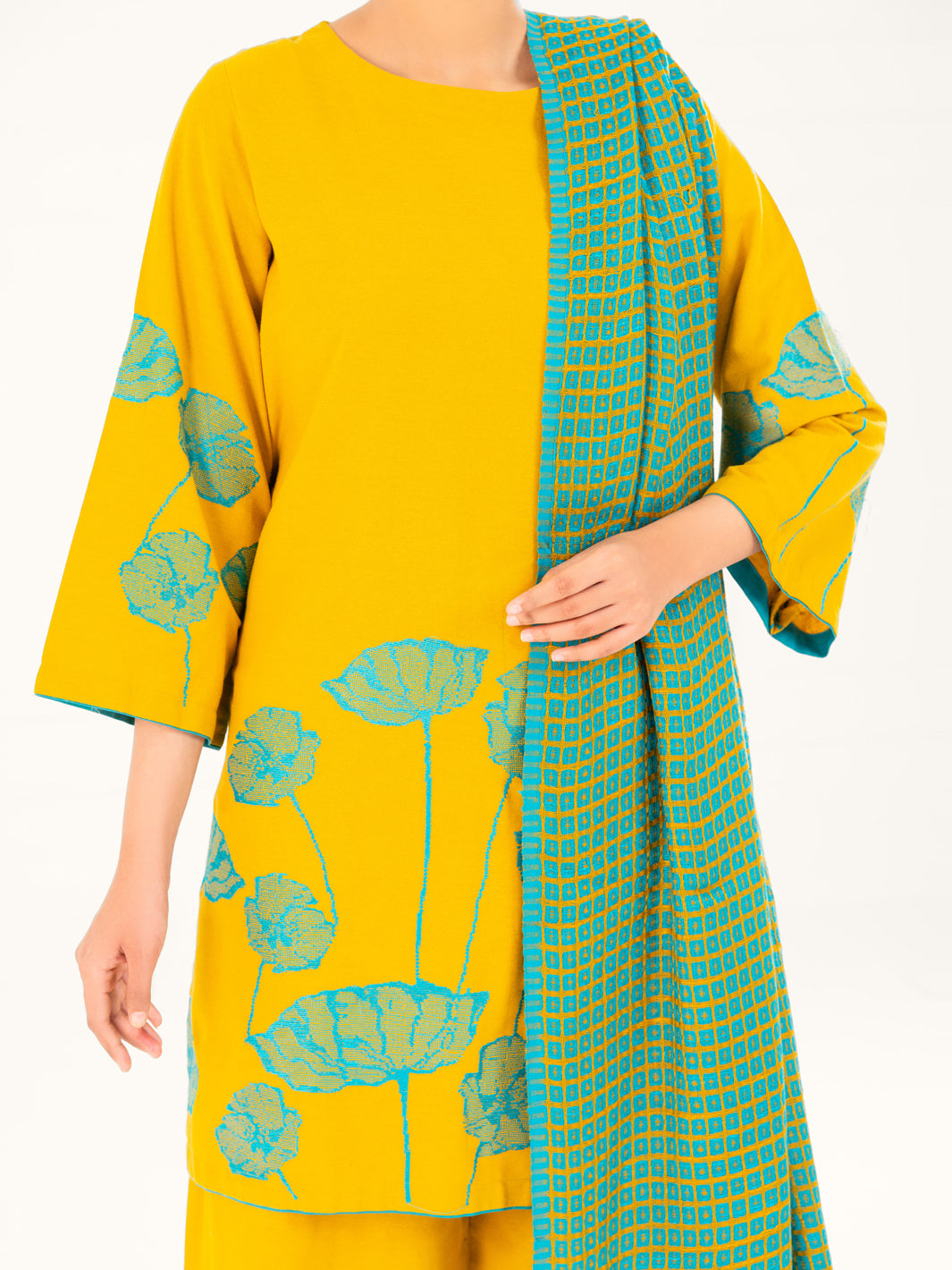 Mustard Light Khaddar 3Pc Stitched - AWP-3PS-775