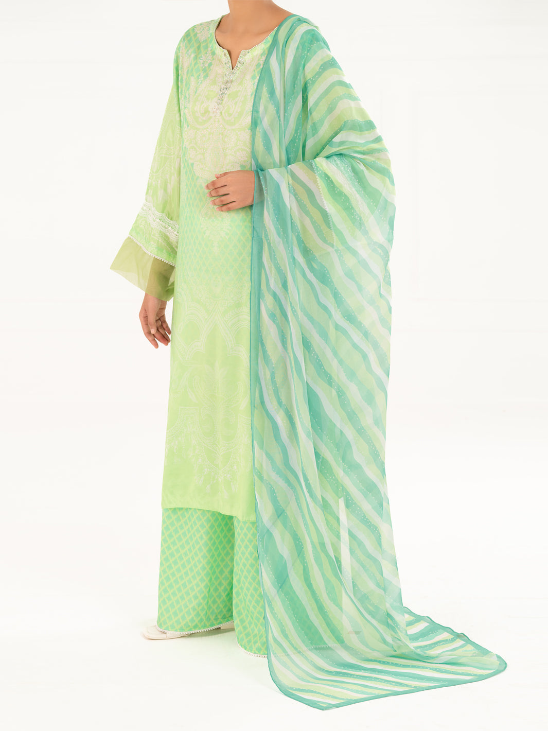Light Green Thai Silk 3Pc Stitched - AWP-3PS-782