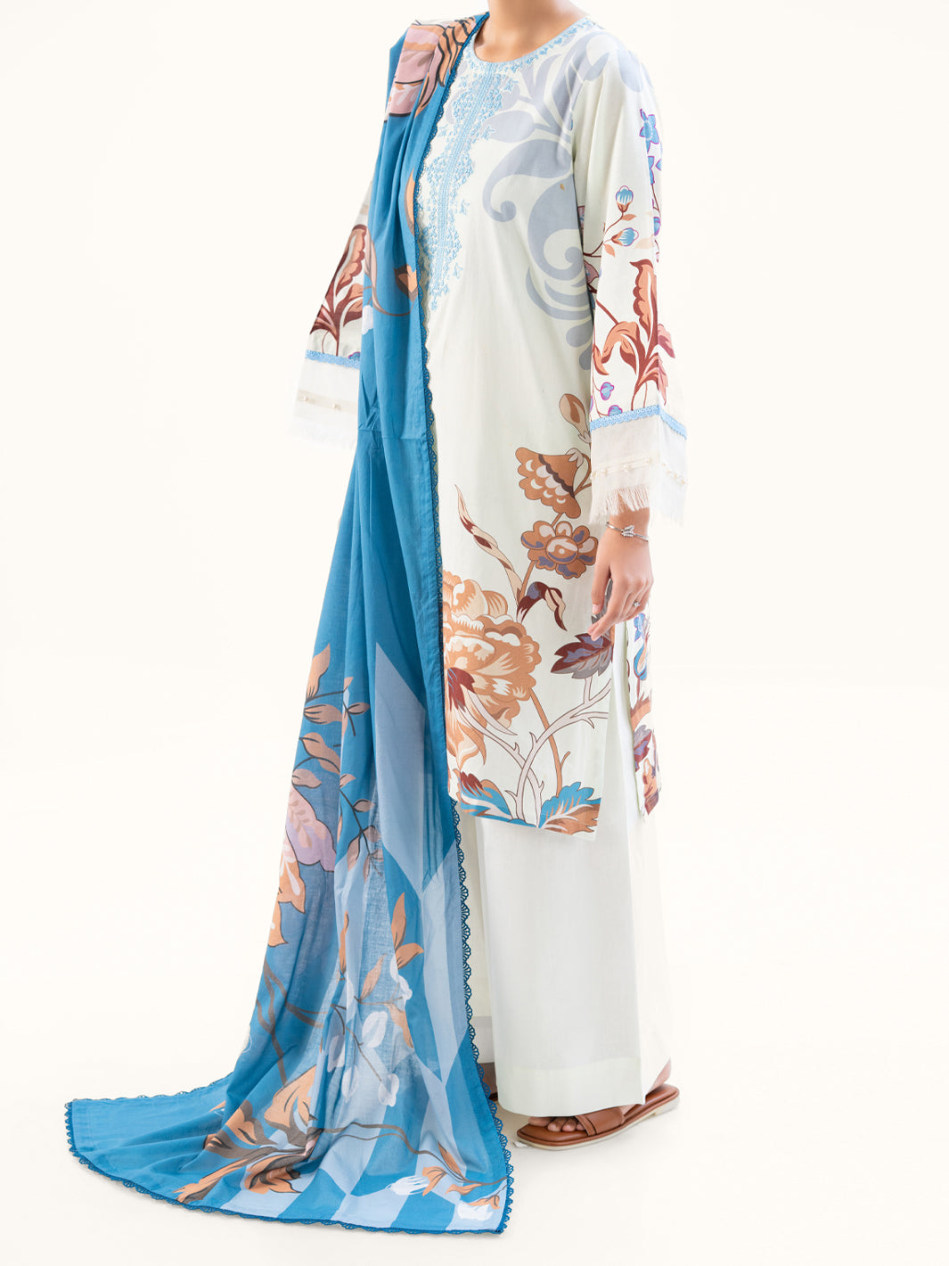 Cream Cambric 3Pc Unstitched - AWP-3PS-789