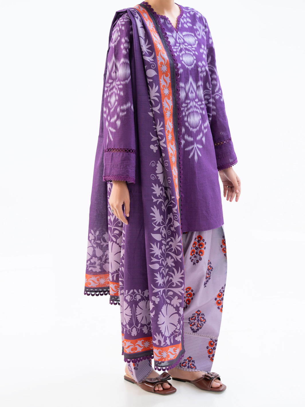 Plum Cambric 3Pc Unstitched - AWP-3PS-791