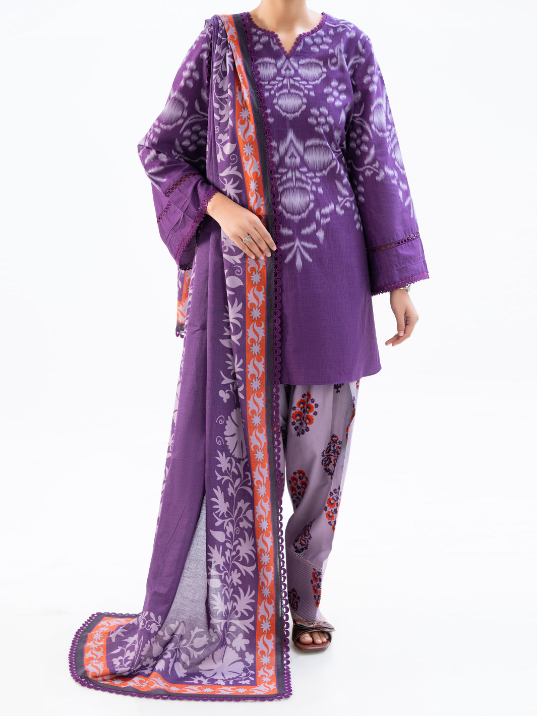 Plum Cambric 3Pc Unstitched - AWP-3PS-791