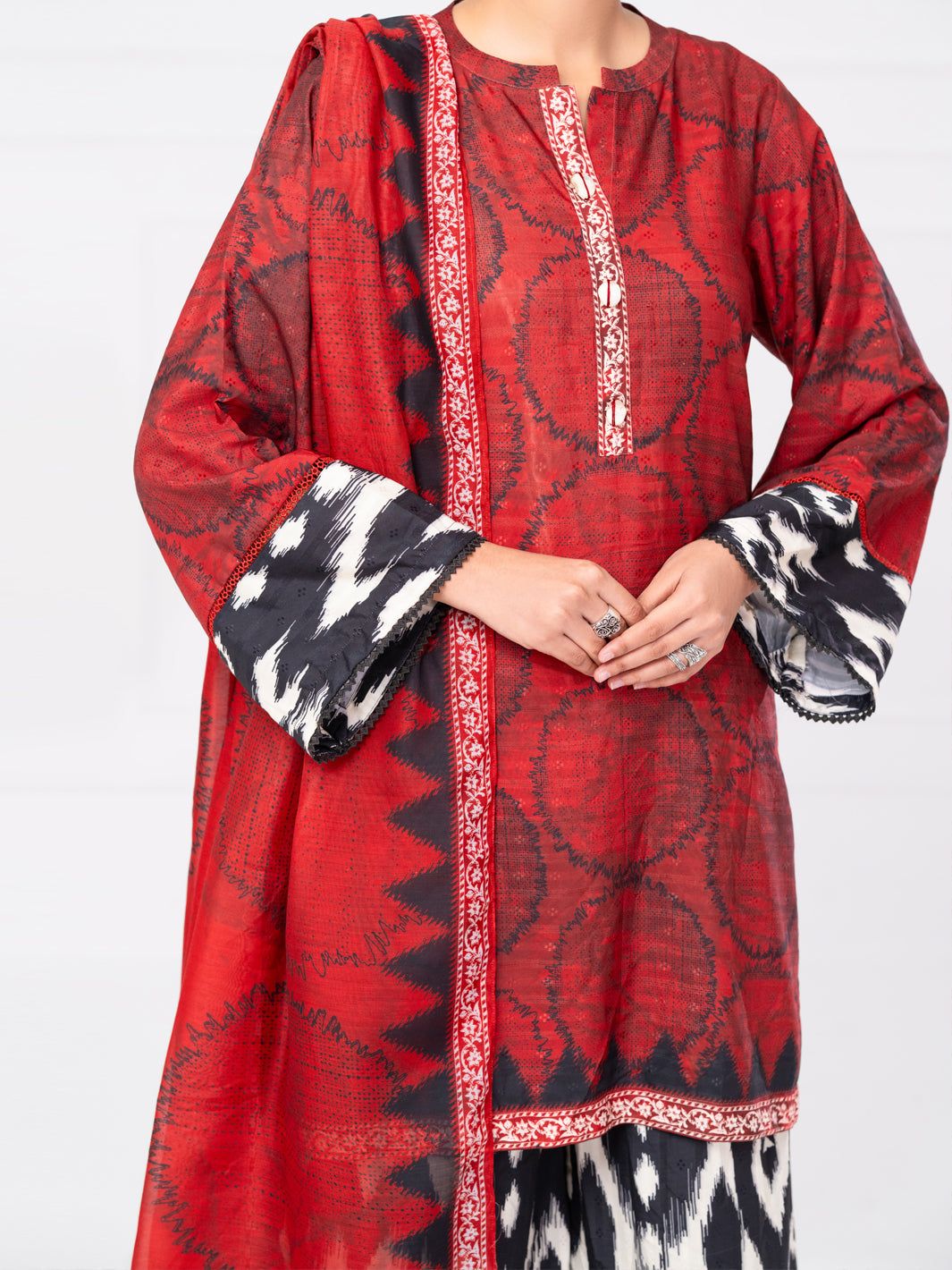 Maroon Lino Kara 3Pc Unstitched - AWP-3PS-800