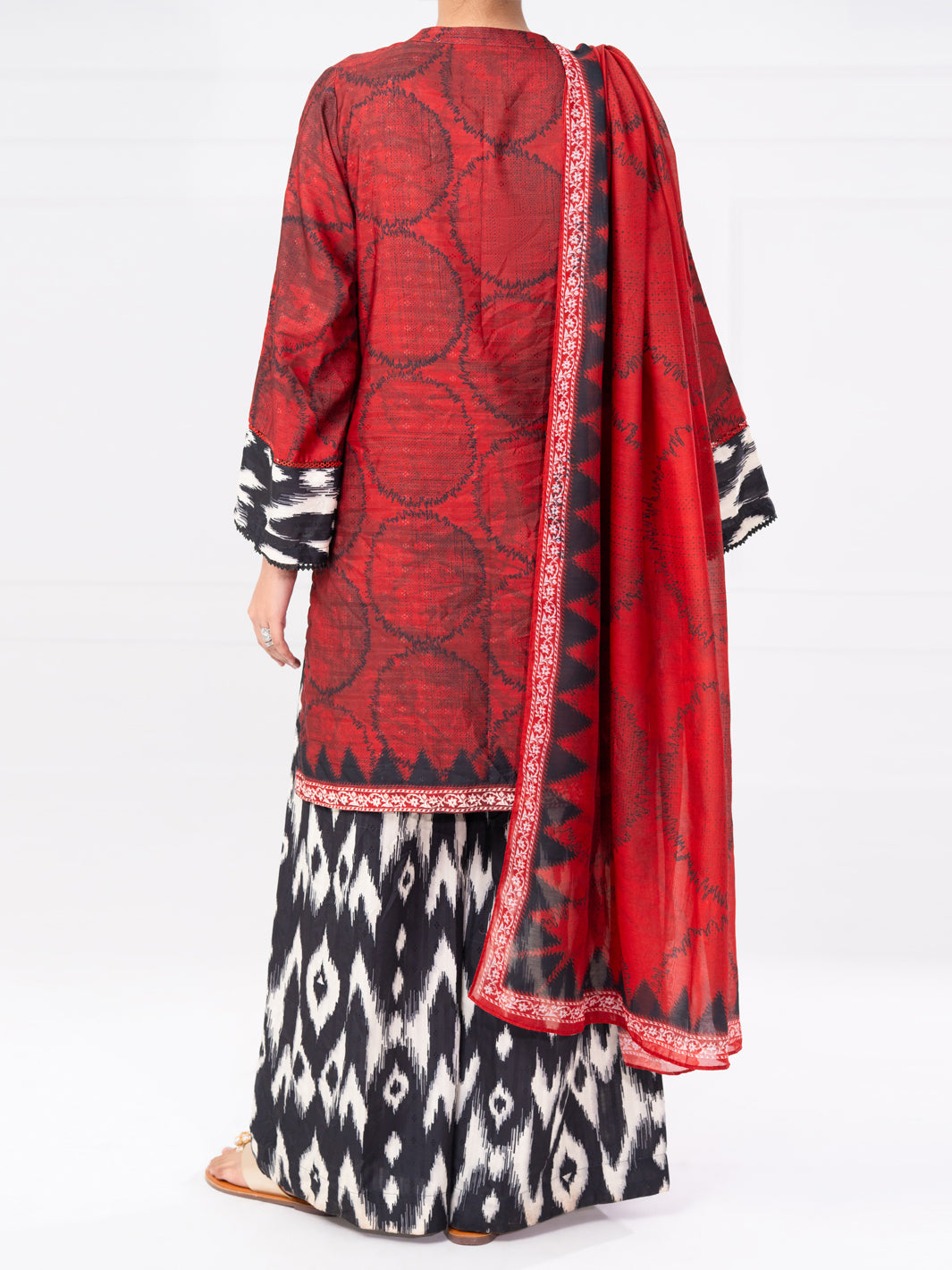 Maroon Lino Kara 3Pc Unstitched - AWP-3PS-800