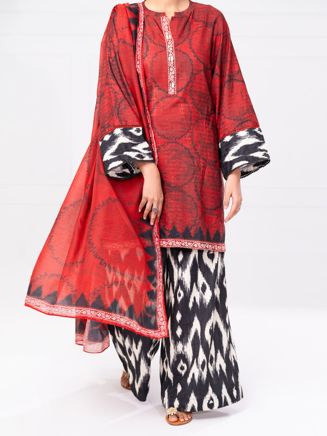 Maroon Lino Kara 3Pc Unstitched - AWP-3PS-800
