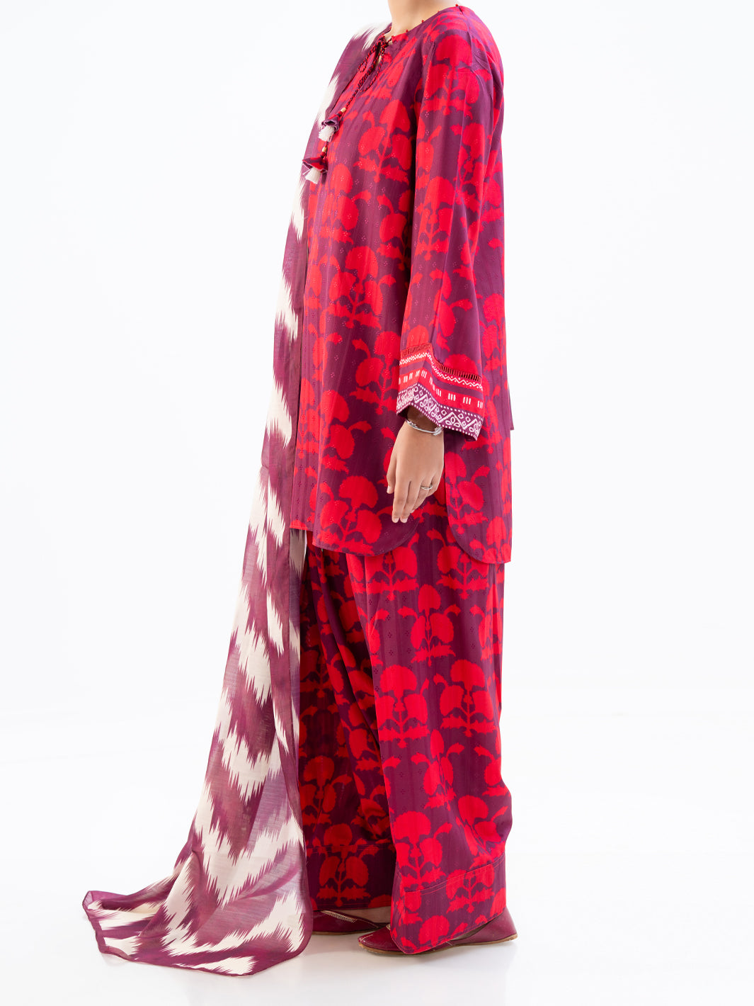 Plum Jacquard 3Pc Unstitched - AWP-3PS-801