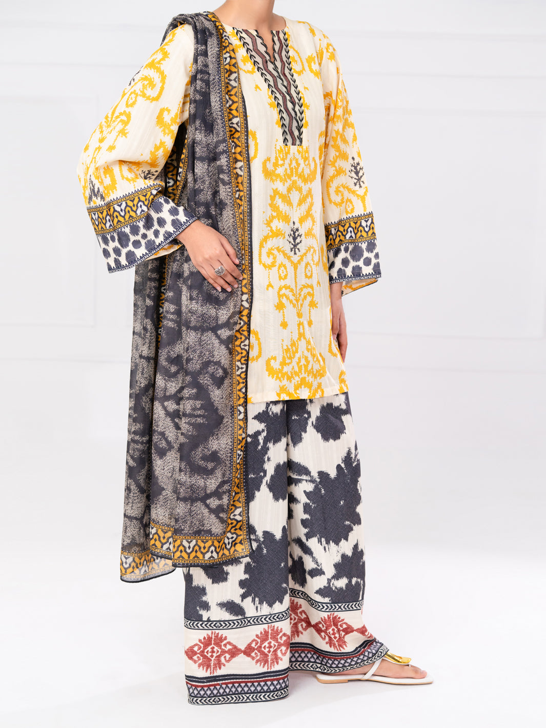 Lemon Lino Kara 3Pc Unstitched - AWP-3PS-802