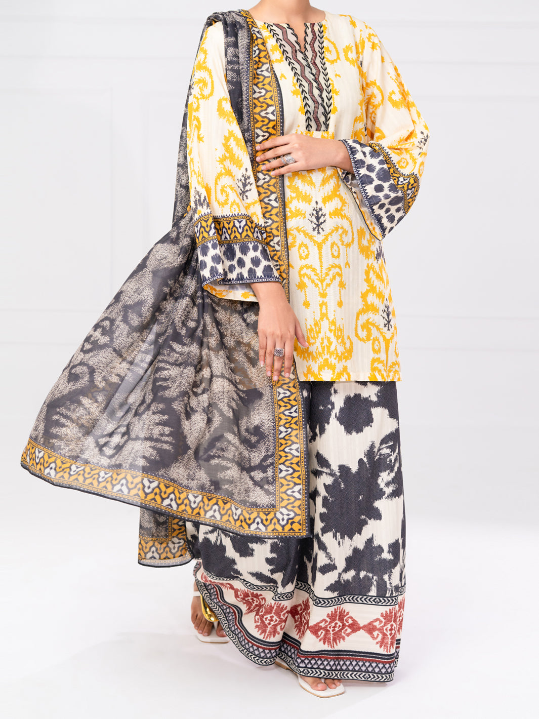 Lemon Lino Kara 3Pc Unstitched - AWP-3PS-802