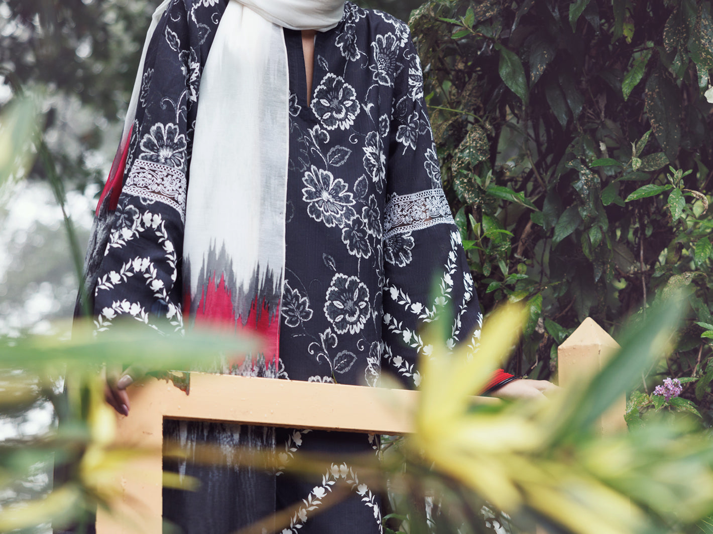 Black Viscose Silk 3Pc Unstitched - AWP-3PS-803