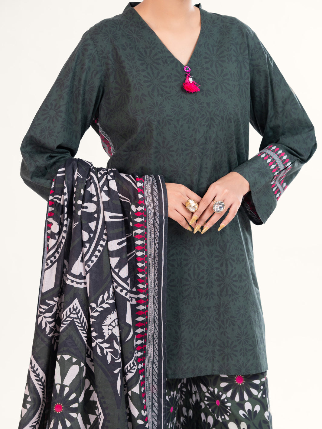 Charcoal Lawn 3Pc Stitched - AWP-3PS-860