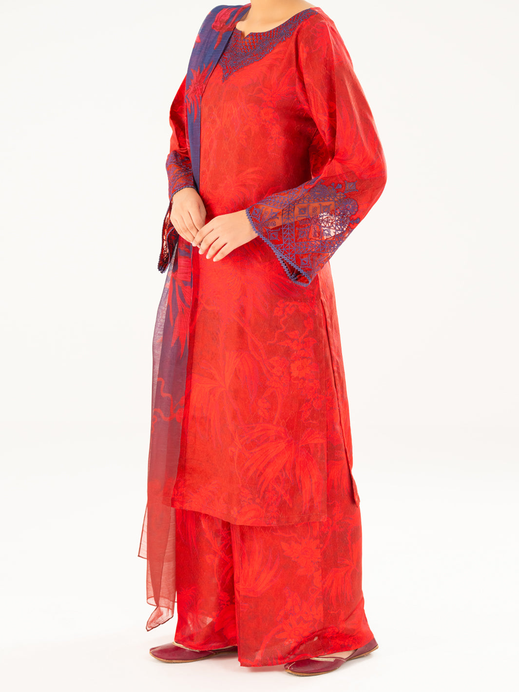 Red Swiss Jacquard 3Pc Stitched - AWP-3PS-867
