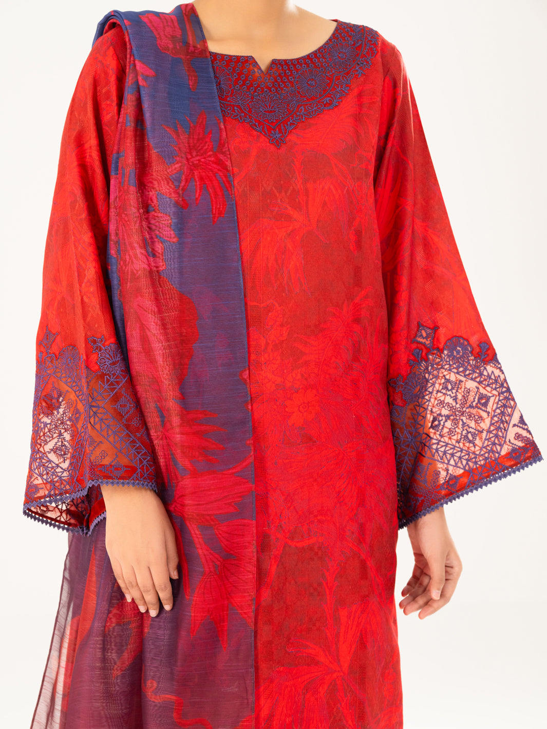 Red Swiss Jacquard 3Pc Stitched - AWP-3PS-867