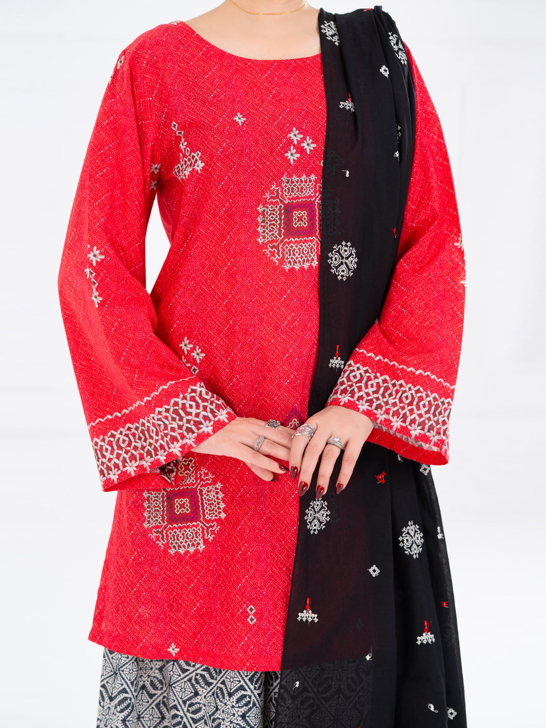 Red Cambric 3Pc Stitched - AWP-3PS-868