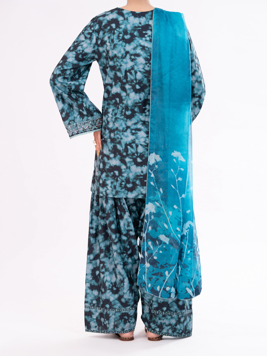 Teal Cambric 3Pc Stitched - AWP-3PS-874