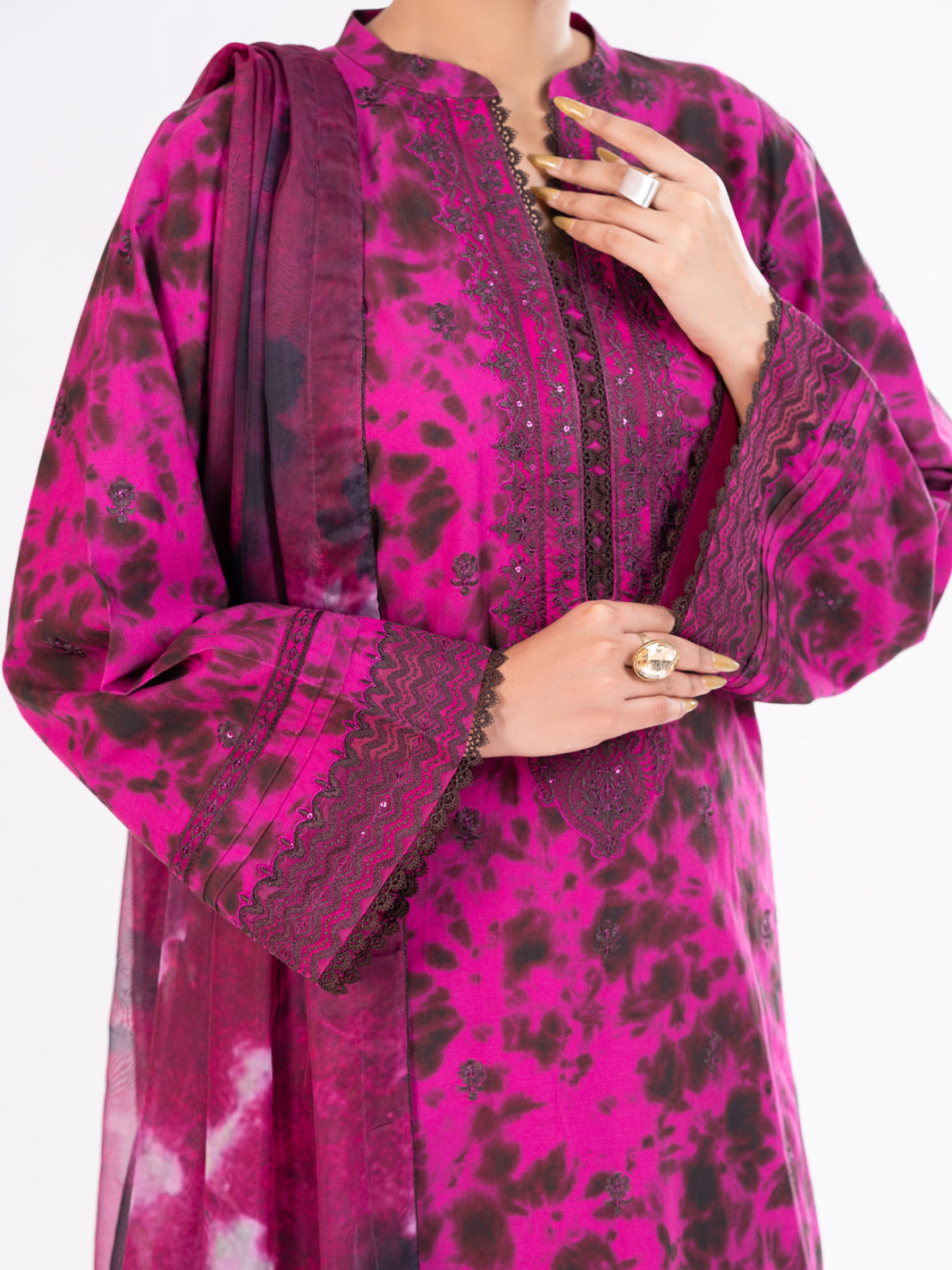 Fuchsia Cambric 3Pc Stitched - AWP-3PS-875