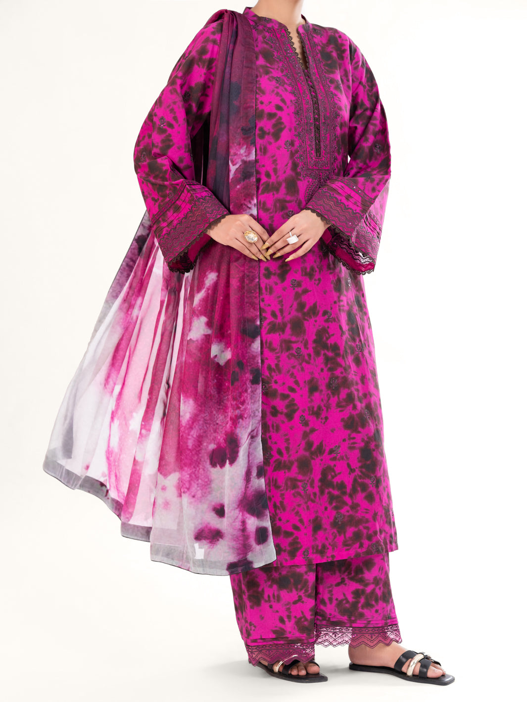 Fuchsia Cambric 3Pc Unstitched - AWP-3PS-875