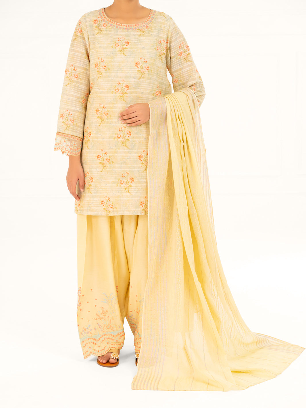 Cream Dobby 3Pc Stitched - AWP-3PS-878