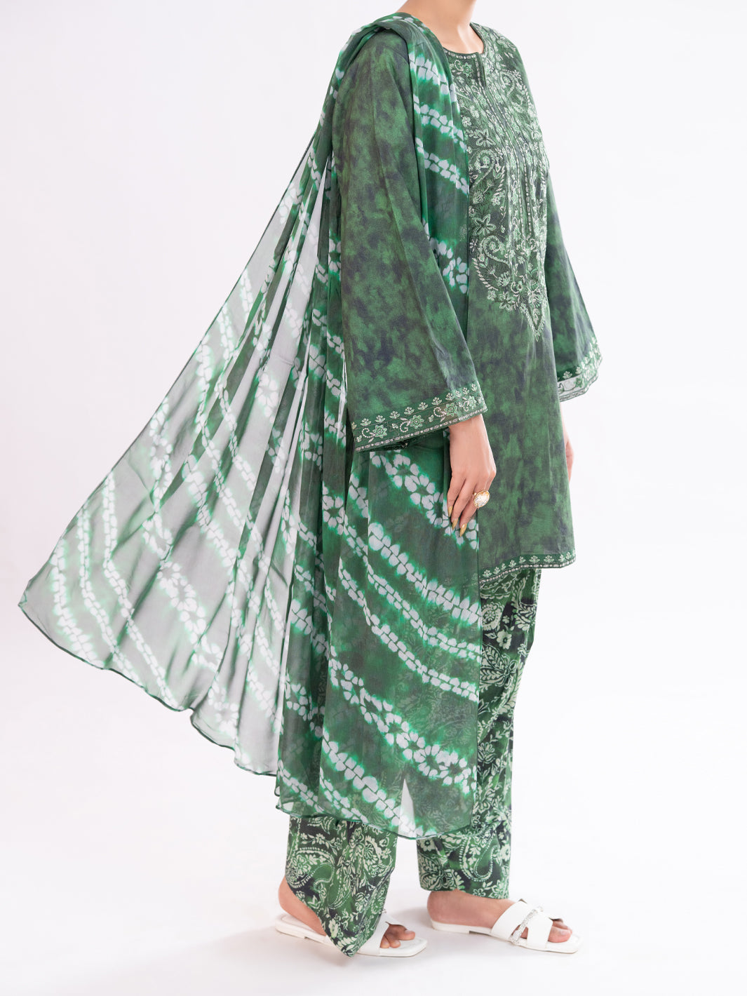 Green Cambric 3Pc Stitched - AWP-3PS-887