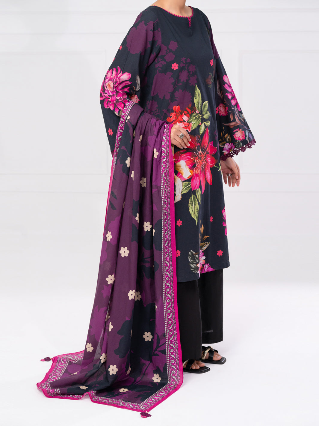 Black Cambric 3Pc Unstitched - AWP-3PS-893