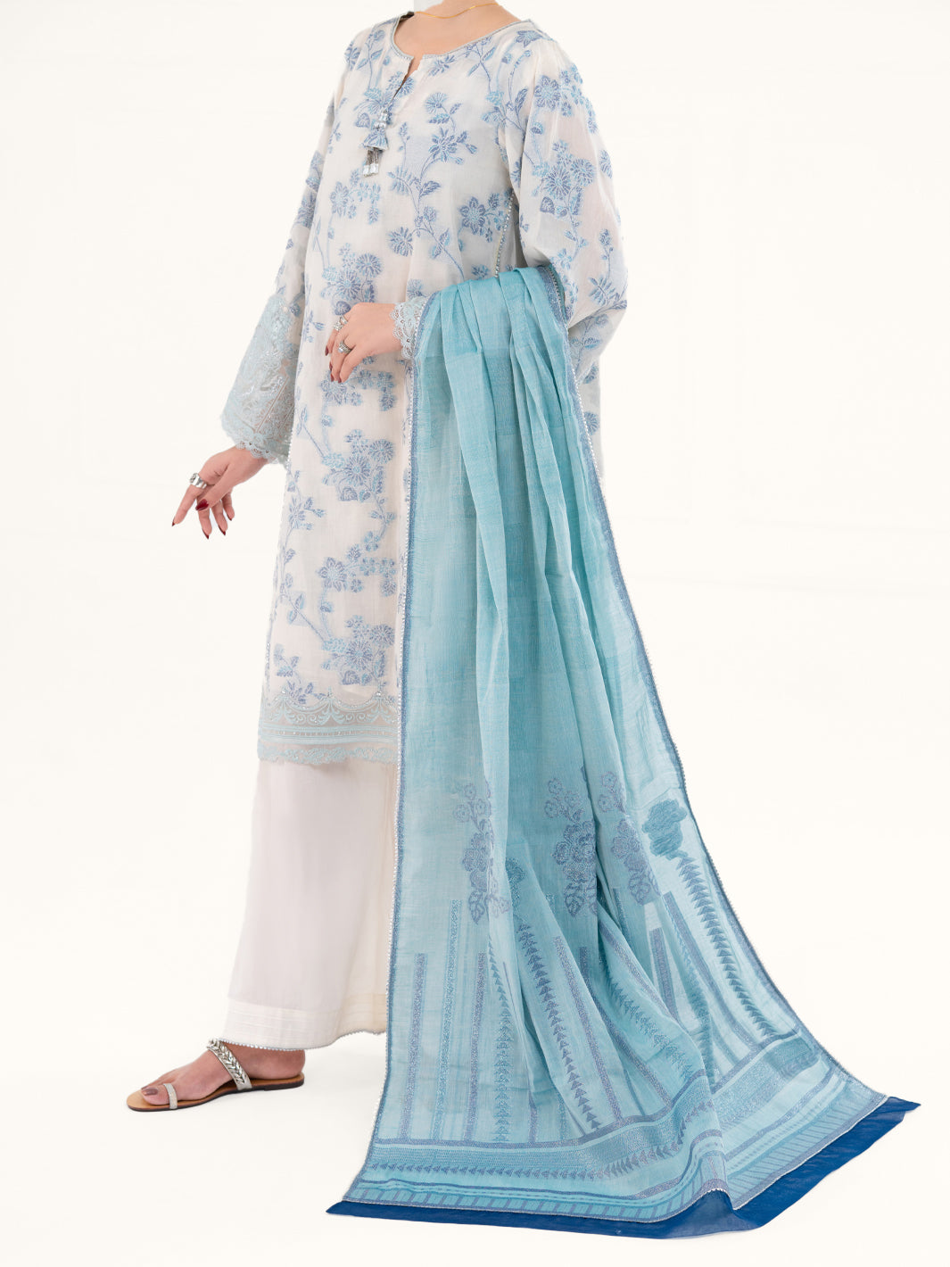 Off White Jacquard 3Pc Unstitched - AWP-3PS-928