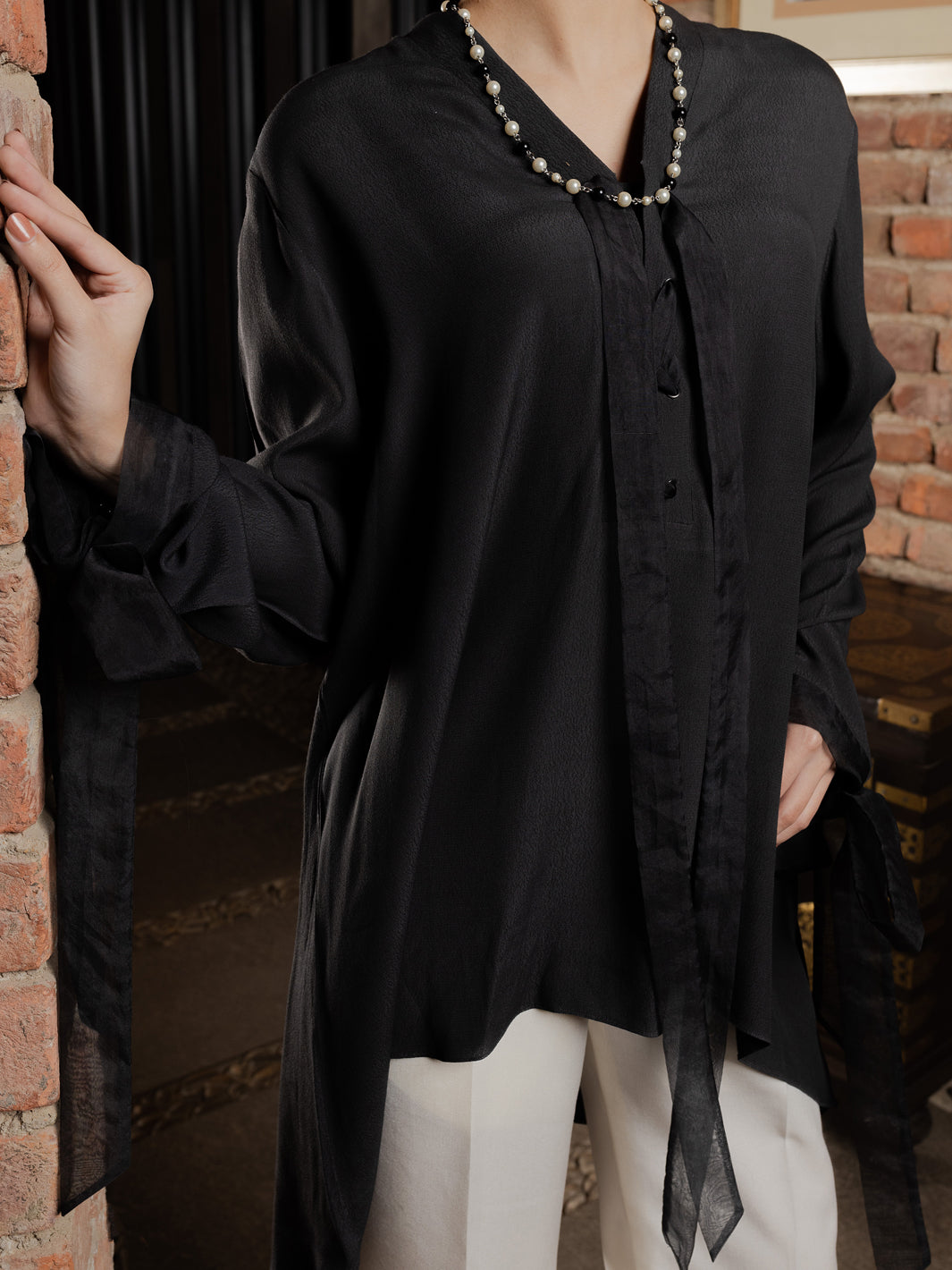 Charcoal Georgette Tunic - AWP-LK-602
