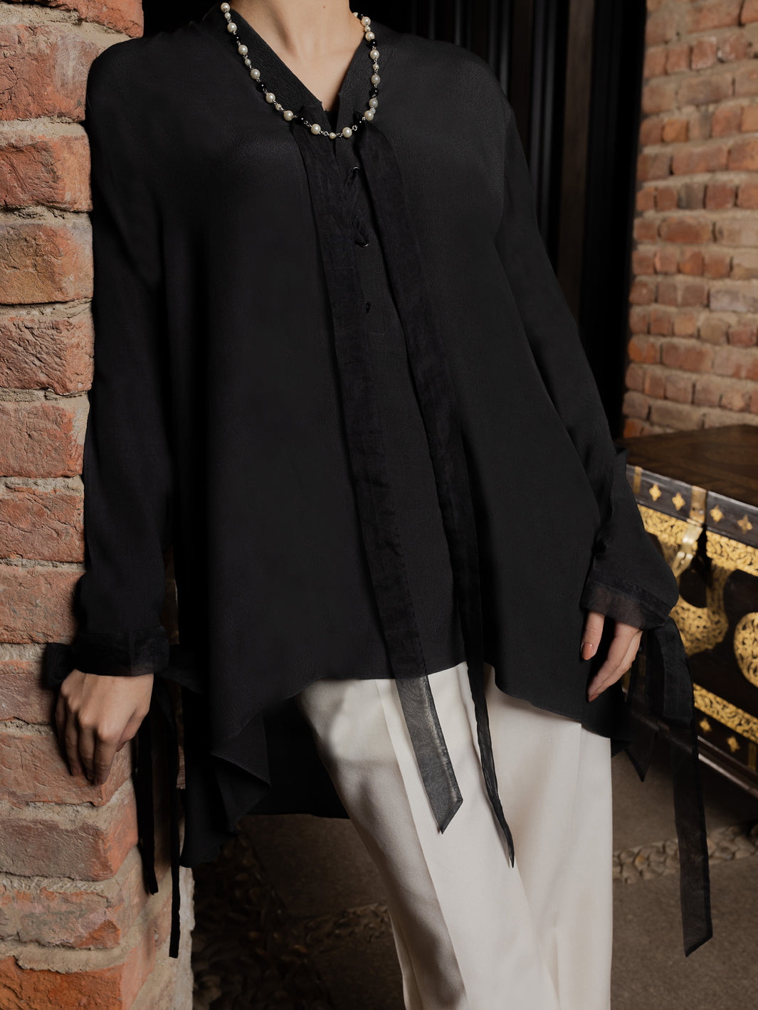 Charcoal Georgette Tunic - AWP-LK-602