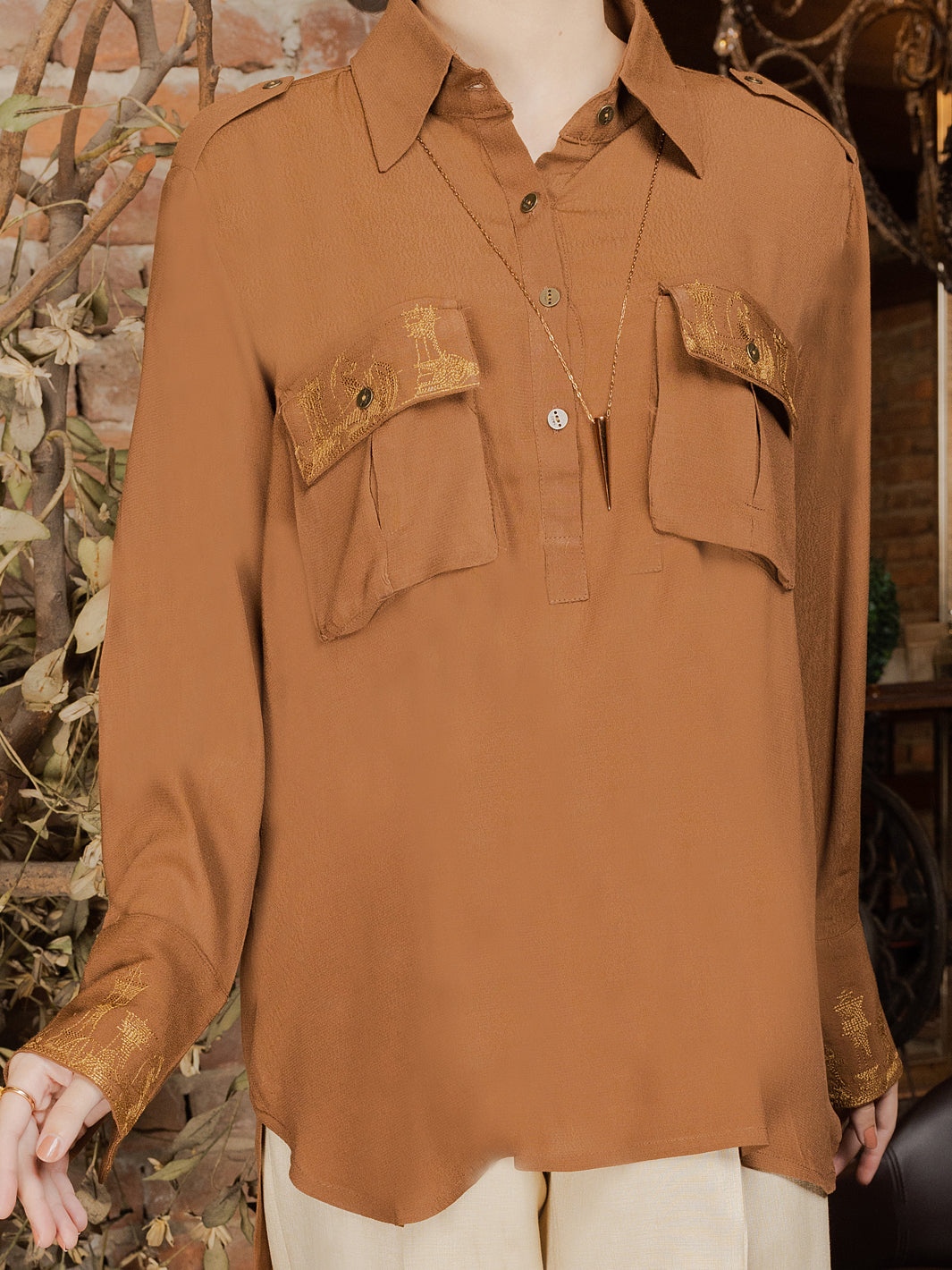 Brown Georgette Tunic - AWP-LK-603