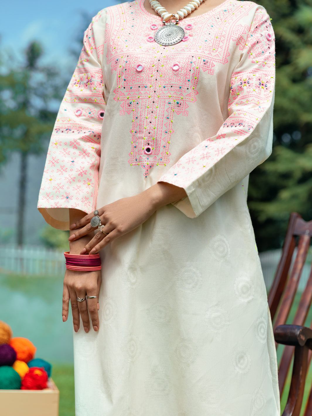 Off White Dobby Tunic - AWP-LK-616