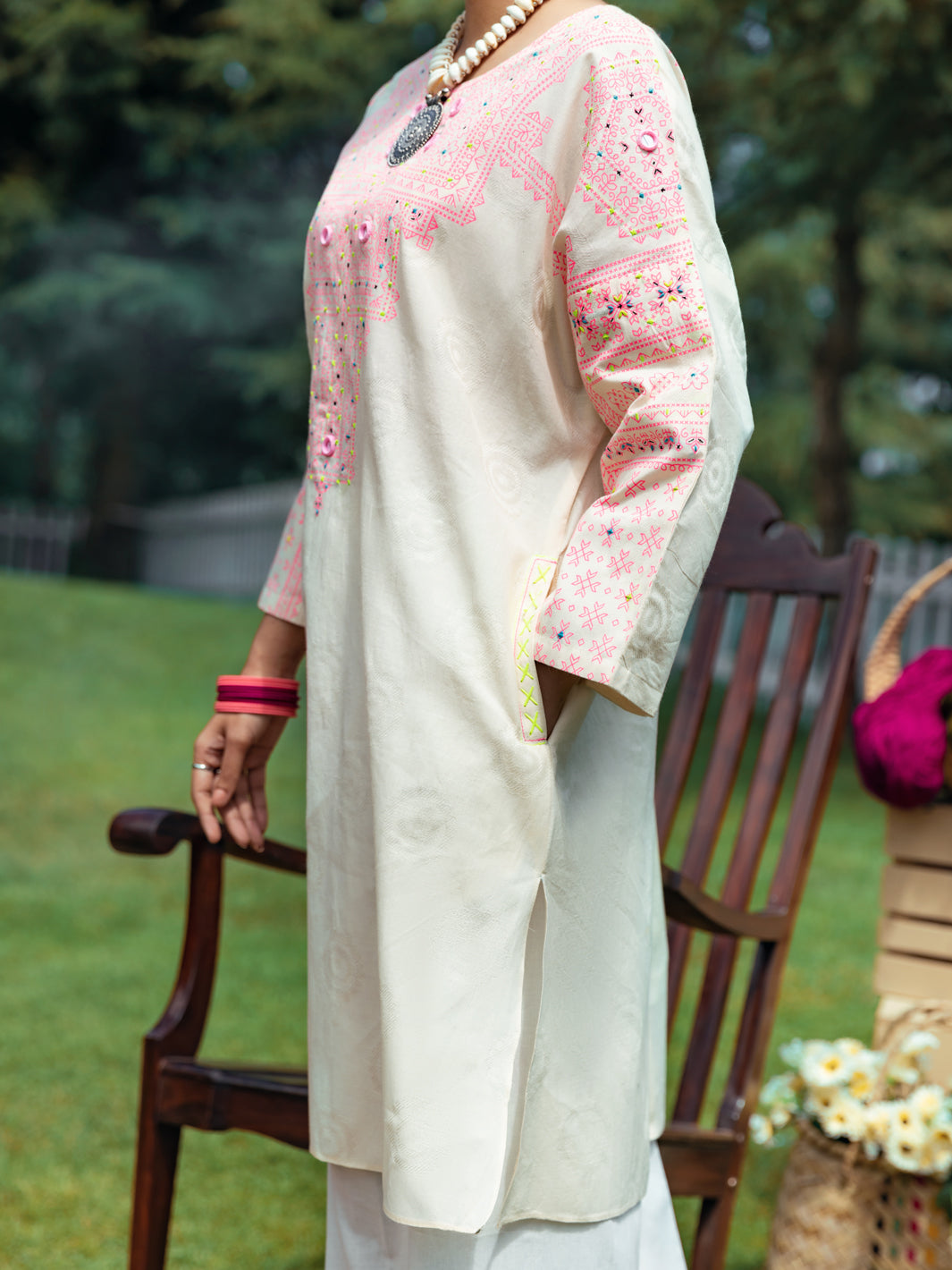 Off White Dobby Tunic - AWP-LK-616