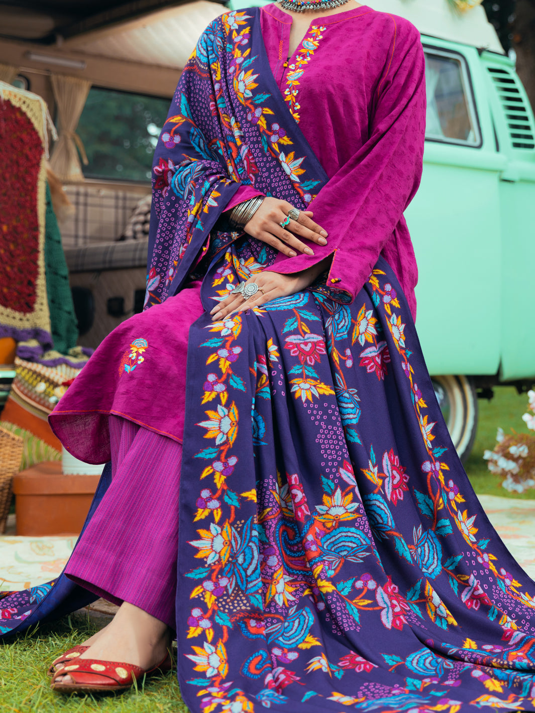 Magenta Jacquard Tunic - AWP-LK-623