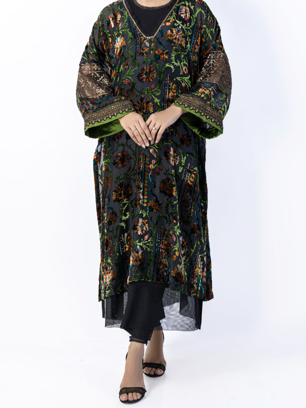 Black Burn Out Tunic - AWP-LK-632 - Almirah Online