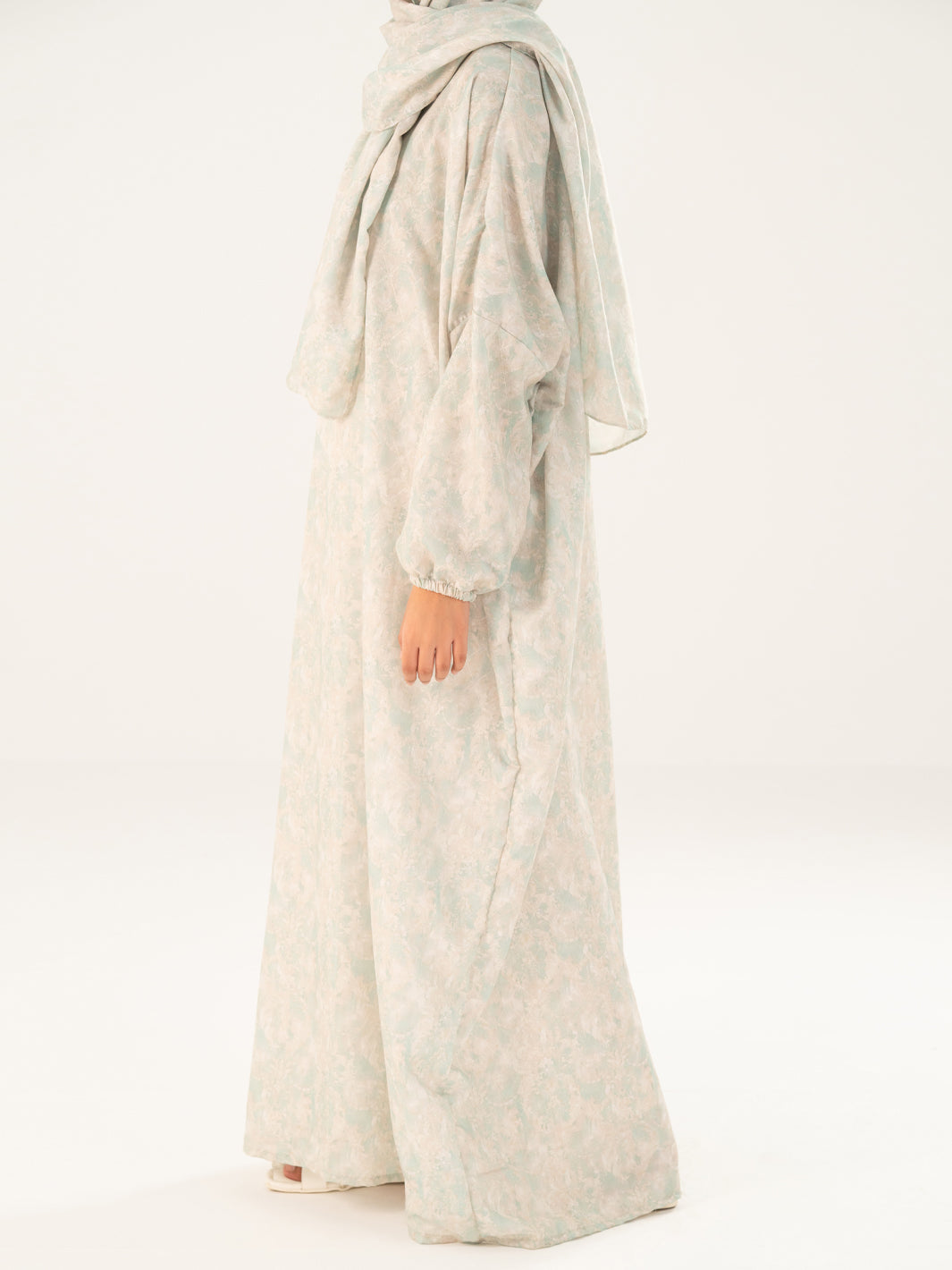 Pistachio Green Swiss Jacquard Salah Robe - AWP-LK-PD-918