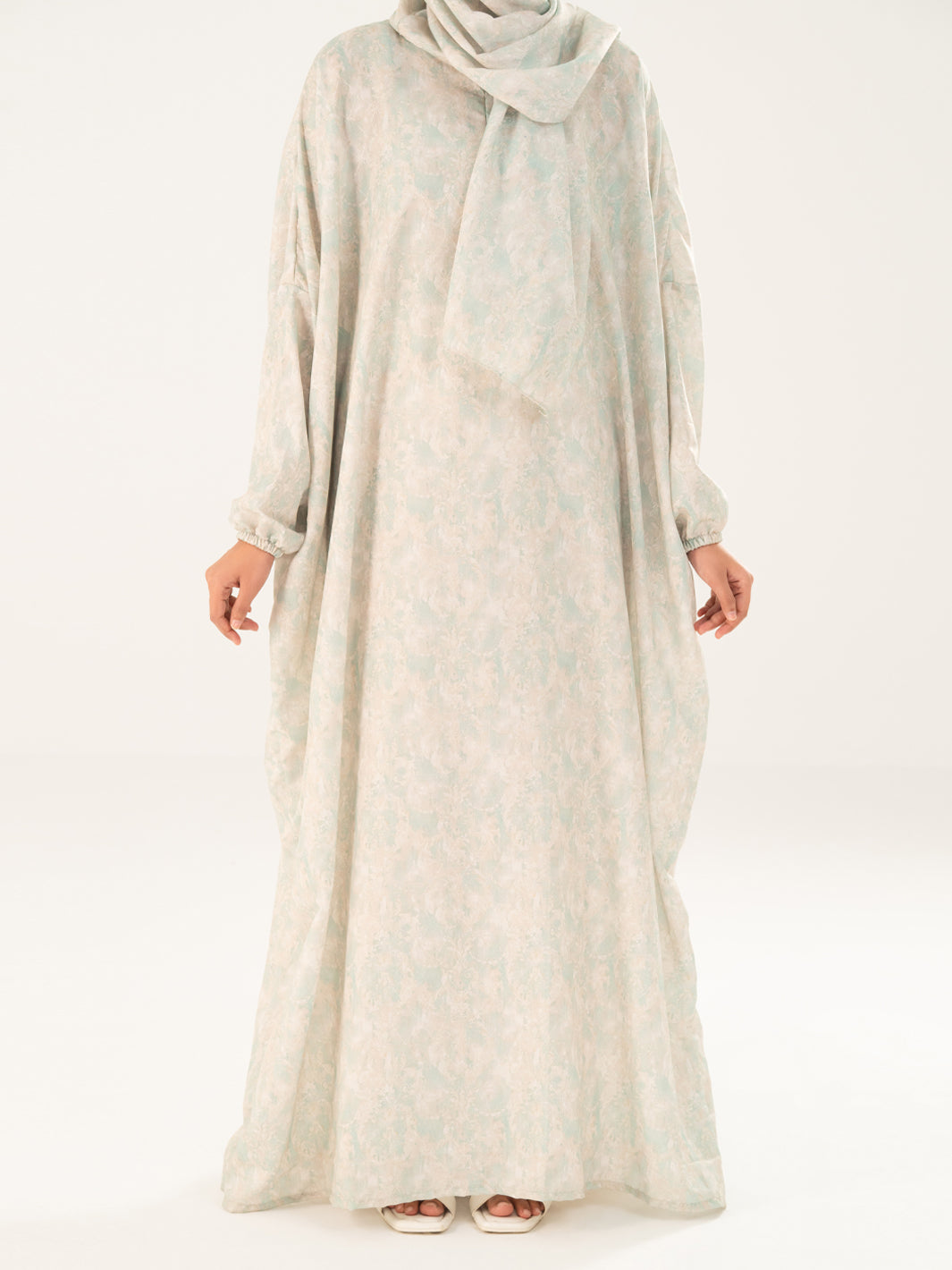 Pistachio Green Swiss Jacquard Salah Robe - AWP-LK-PD-918