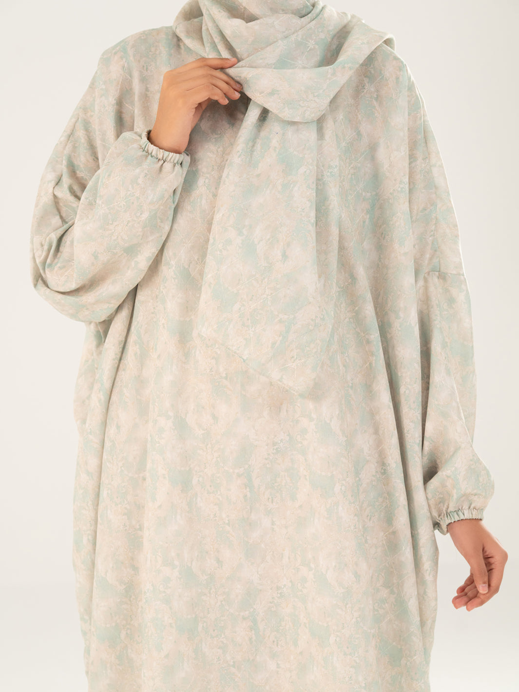 Pistachio Green Swiss Jacquard Salah Robe - AWP-LK-PD-918