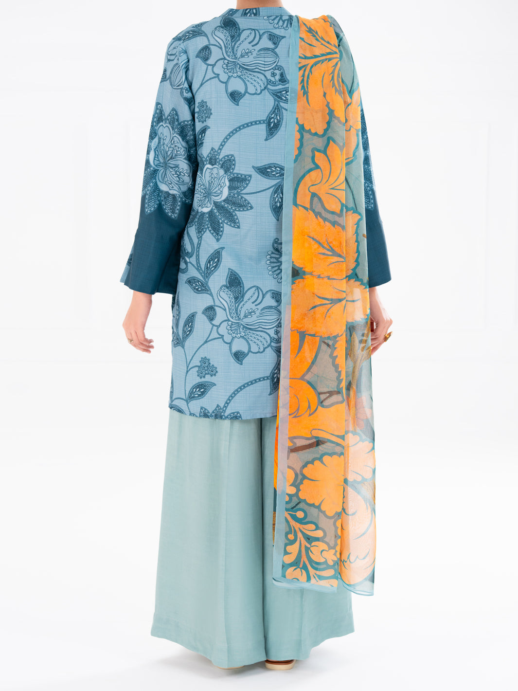 Aqua Blue Poly Cambric 2Pc Unstitched - AWP-LKD-840