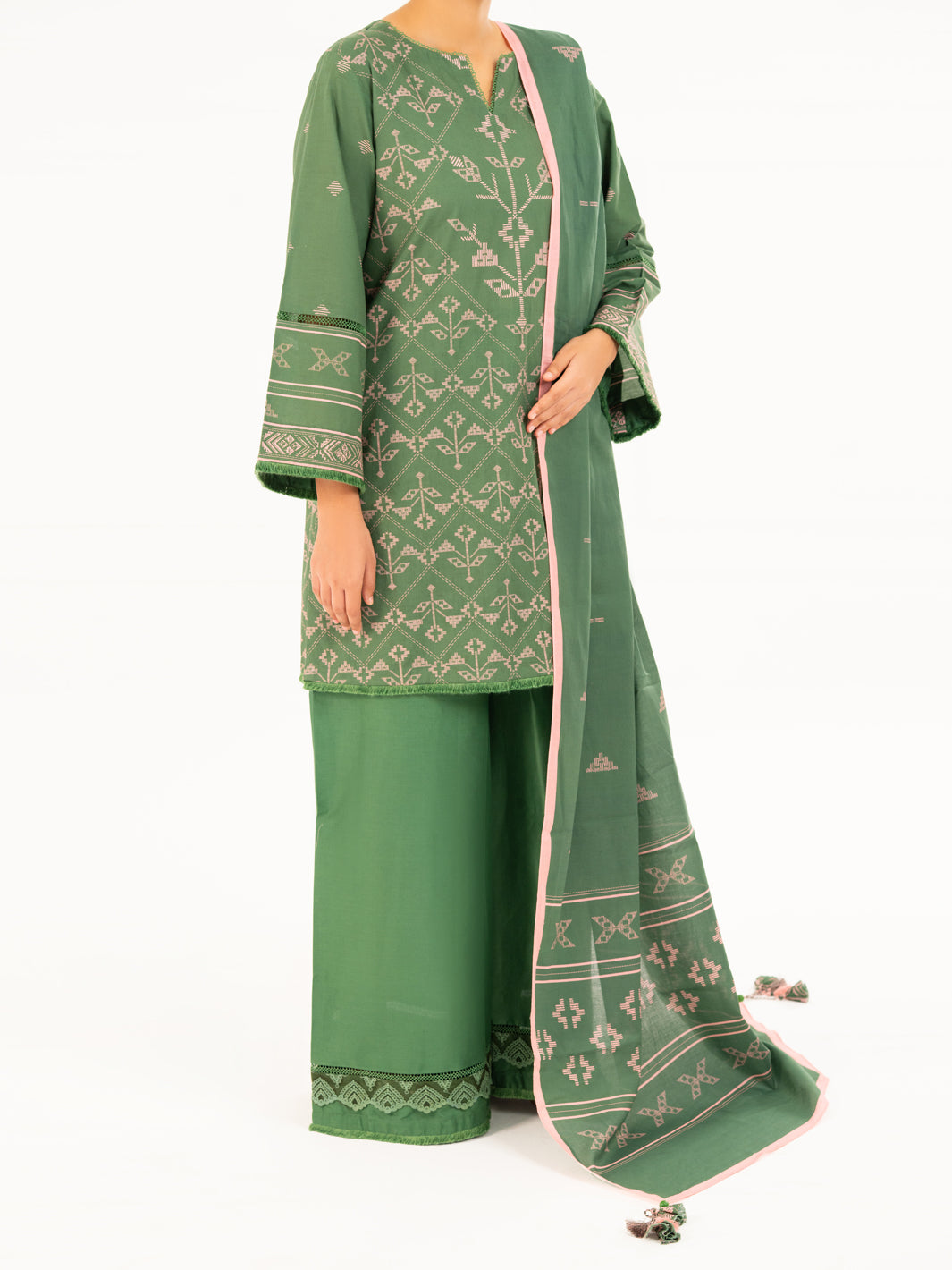 Green Cambric 2Pc Unstitched - AWP-2PS-SLKD-UN-835