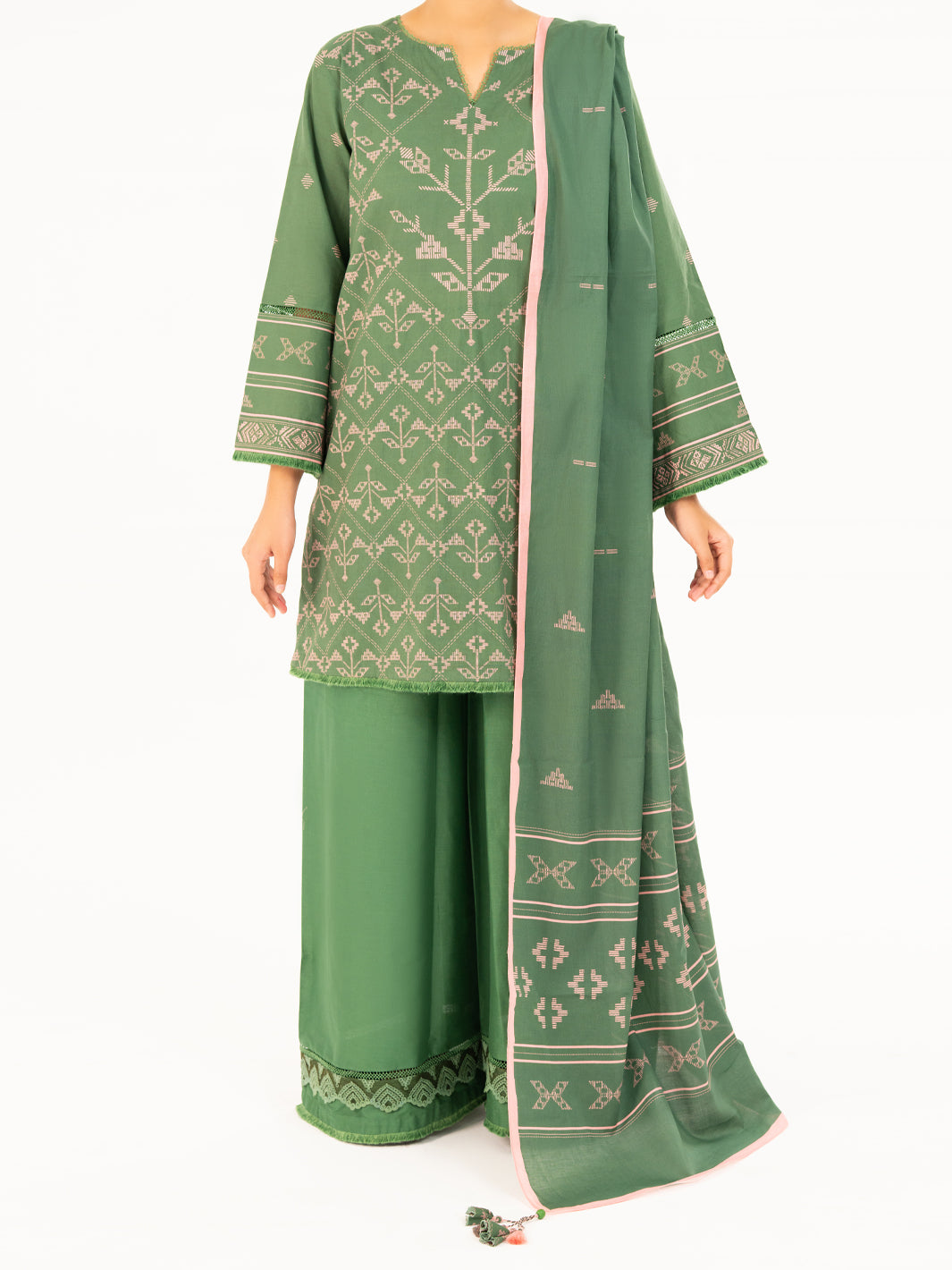 Green Cambric 2Pc Unstitched - AWP-2PS-SLKD-UN-835
