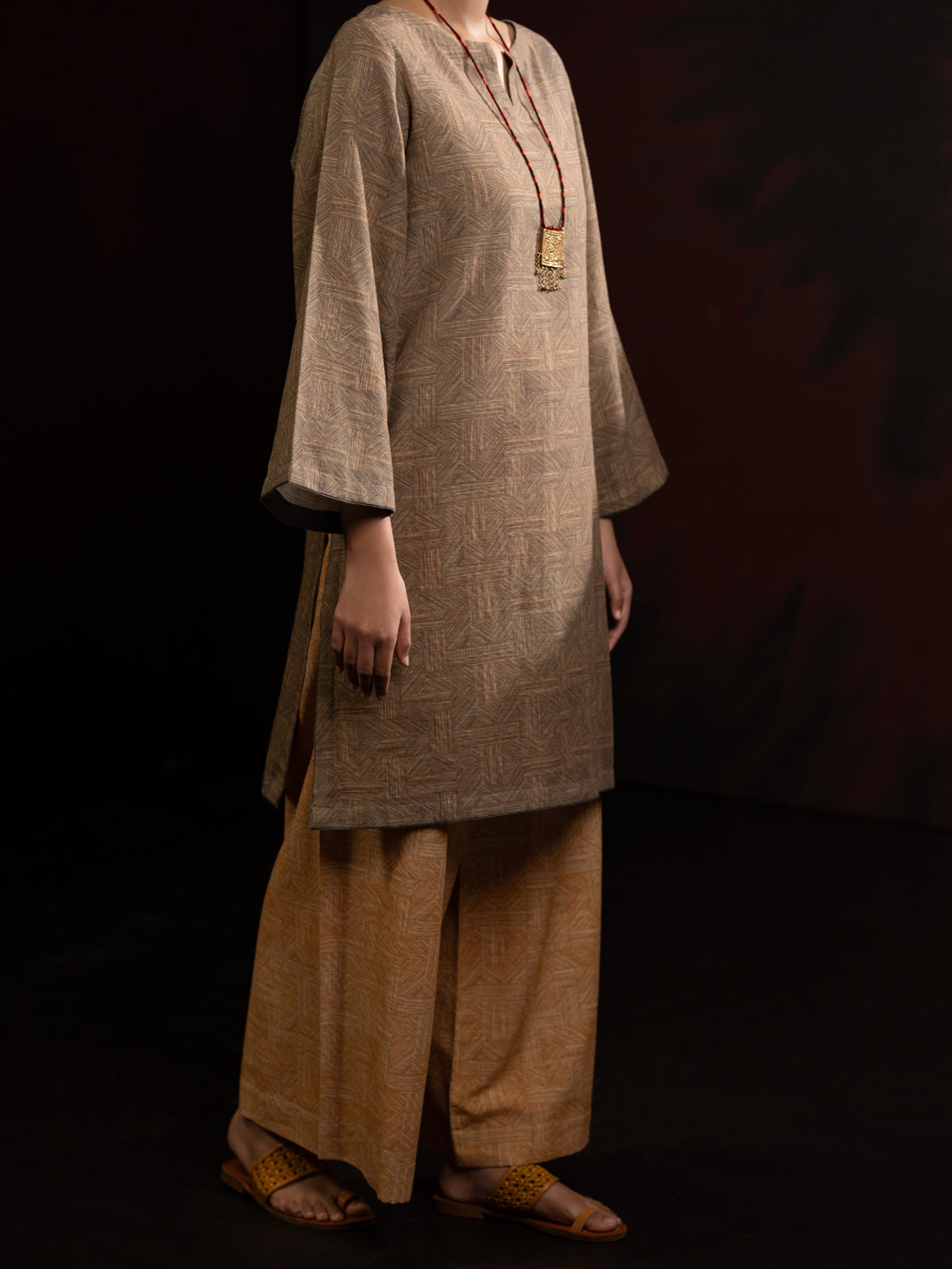 Beige Slub Khaddar 2Pc Stitched - AWP-2PS-LKS-813