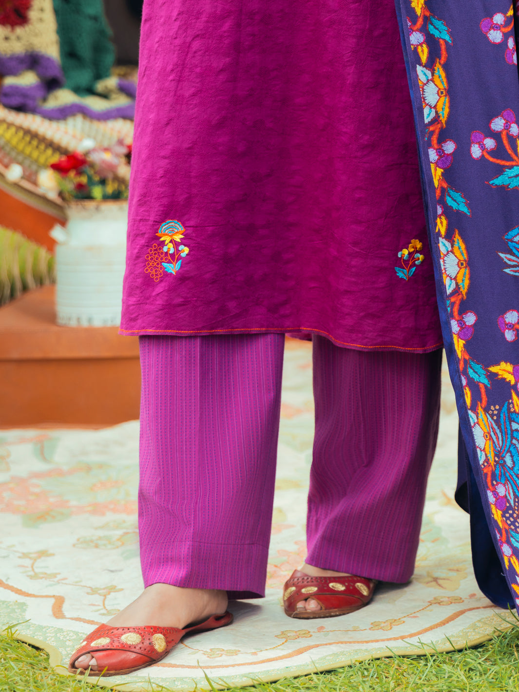Magenta Dobby Trousers - AWP-T-623