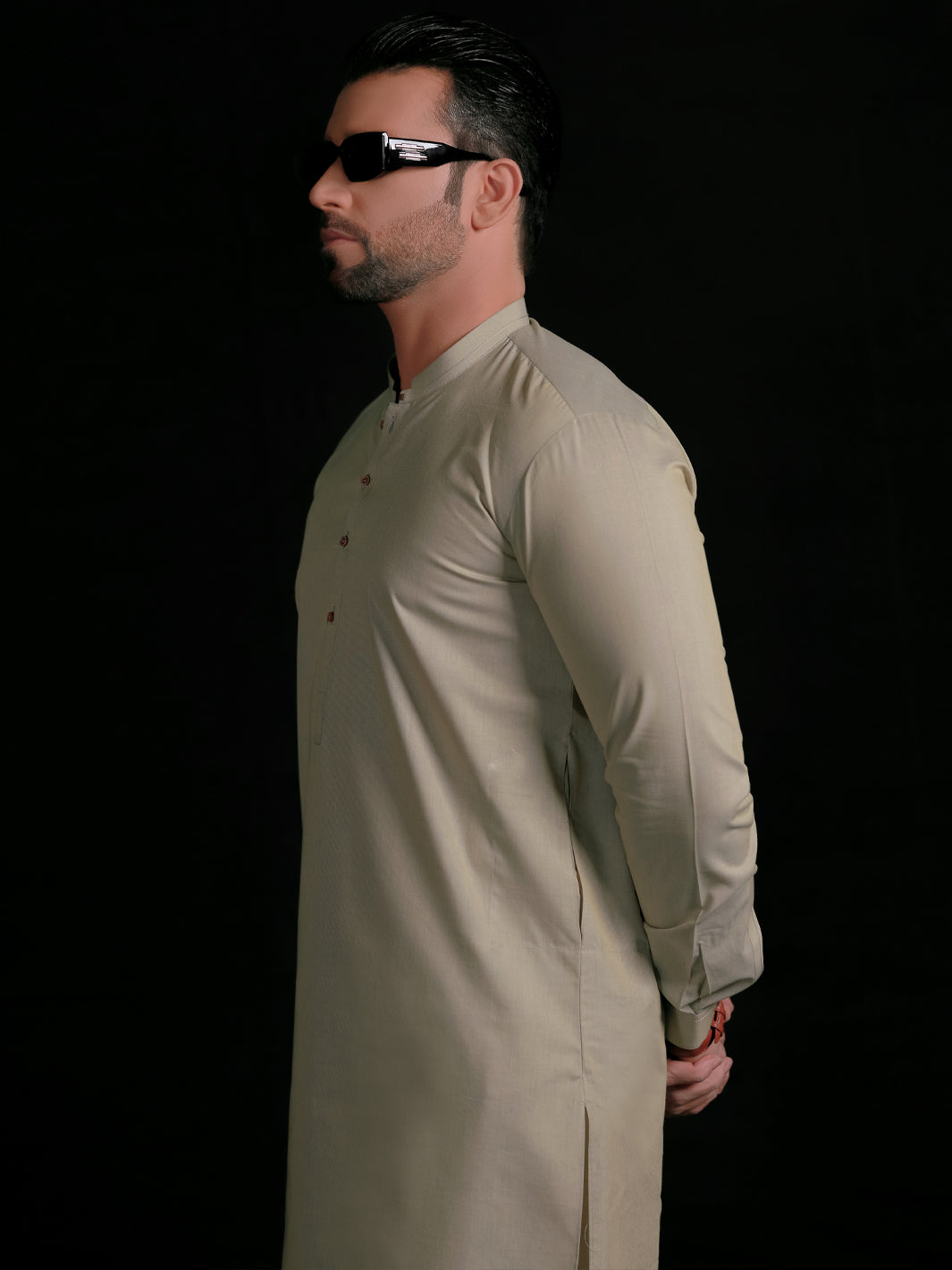 Cream Blended Men Unstitched Fabric - AL-Nizam-22