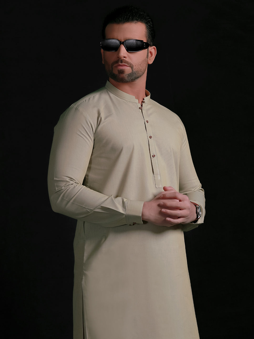 Cream Blended Men Unstitched Fabric - AL-Nizam-22