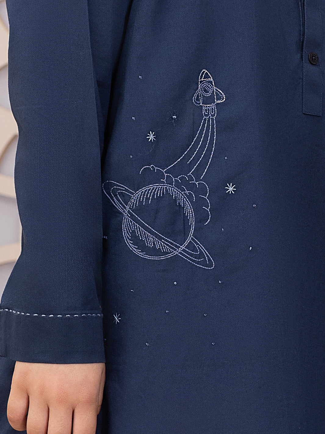 Navy Blue Blended Kurta - ALBY-K-006