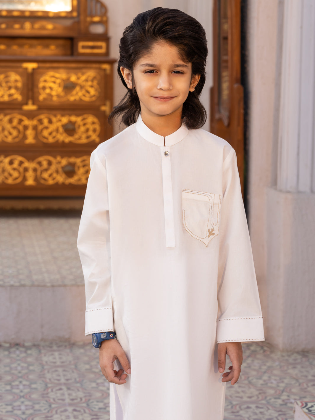 White Blended Kameez Shalwar - ALBY-KS-008