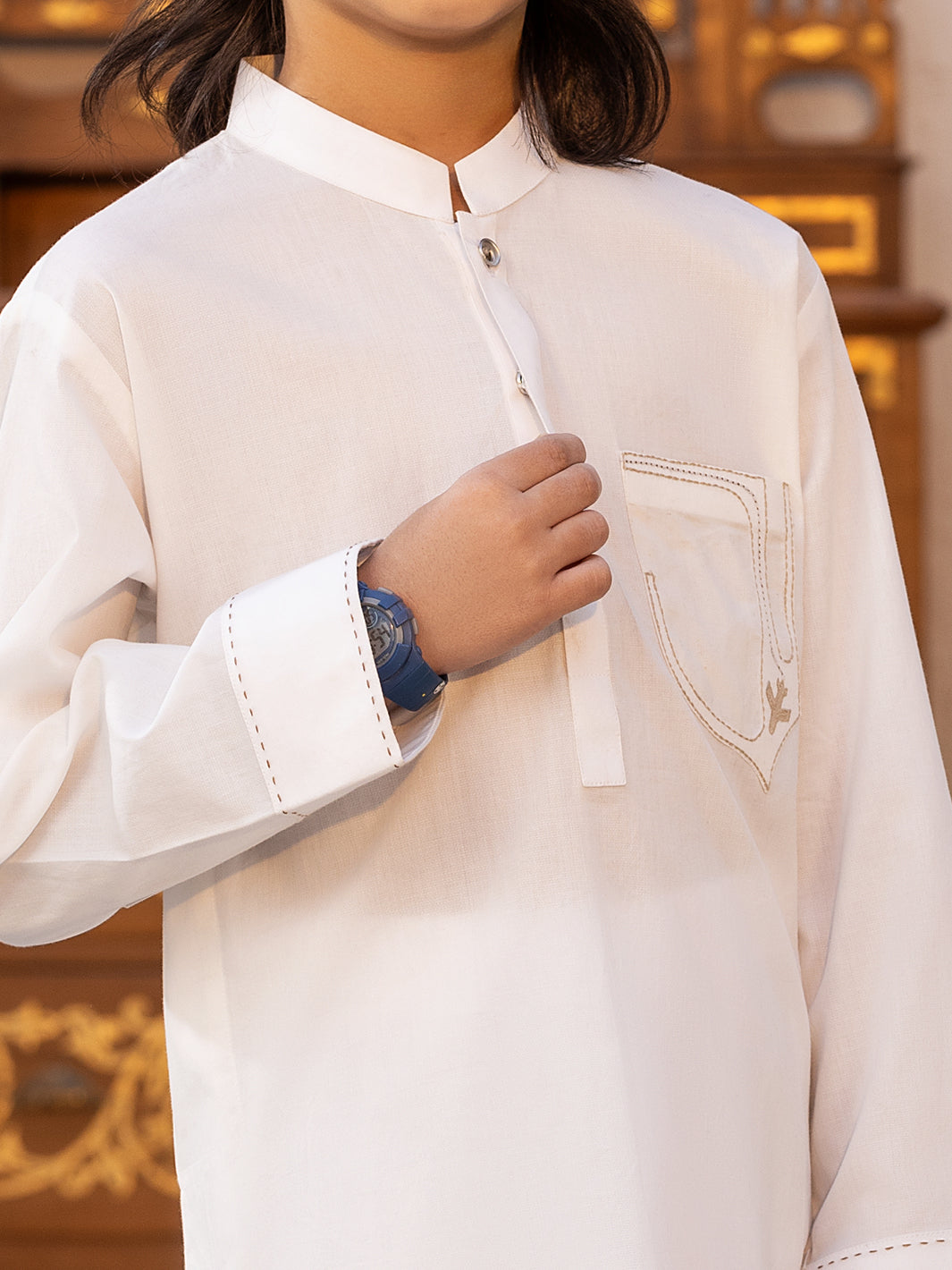 White Blended Kameez Shalwar - ALBY-KS-008