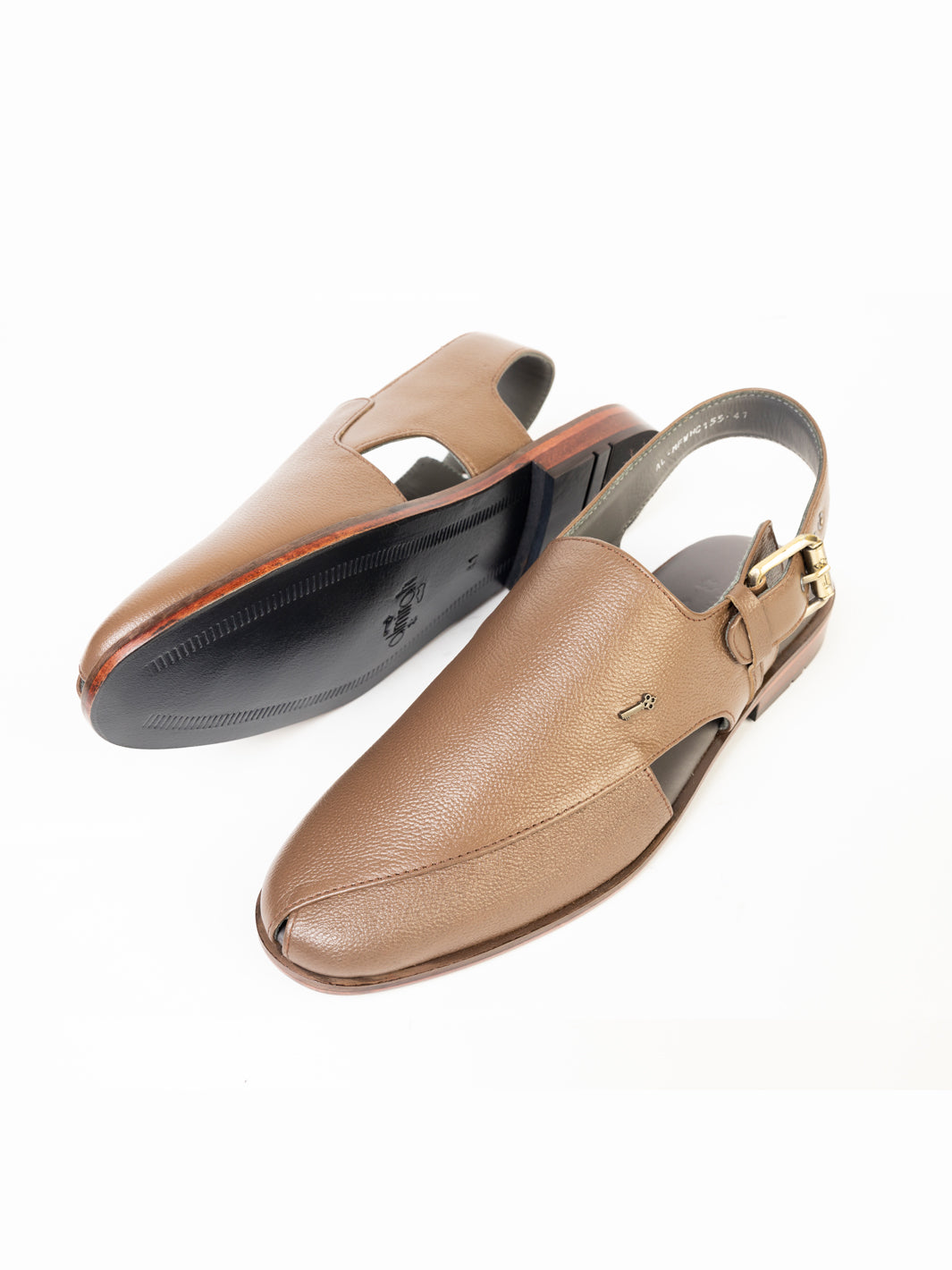 Sand Brown Leather Peshawari Chappal - AL-MFW-HC-155-R1