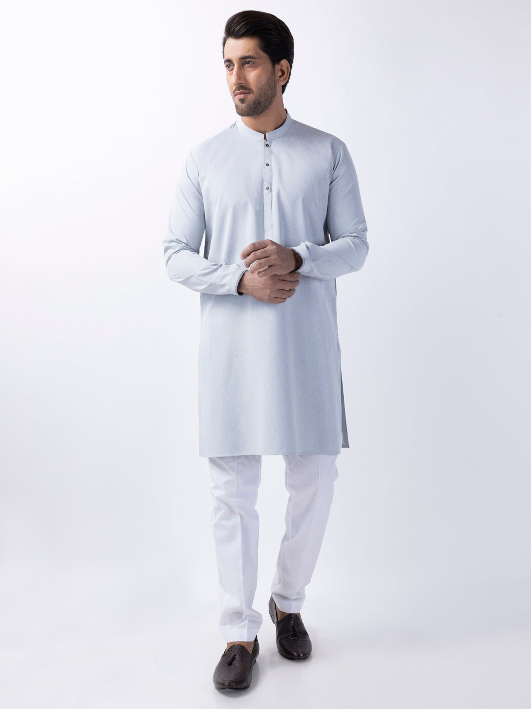 Light Blue Blended Kurta - AL-K-1156 - Almirah Online