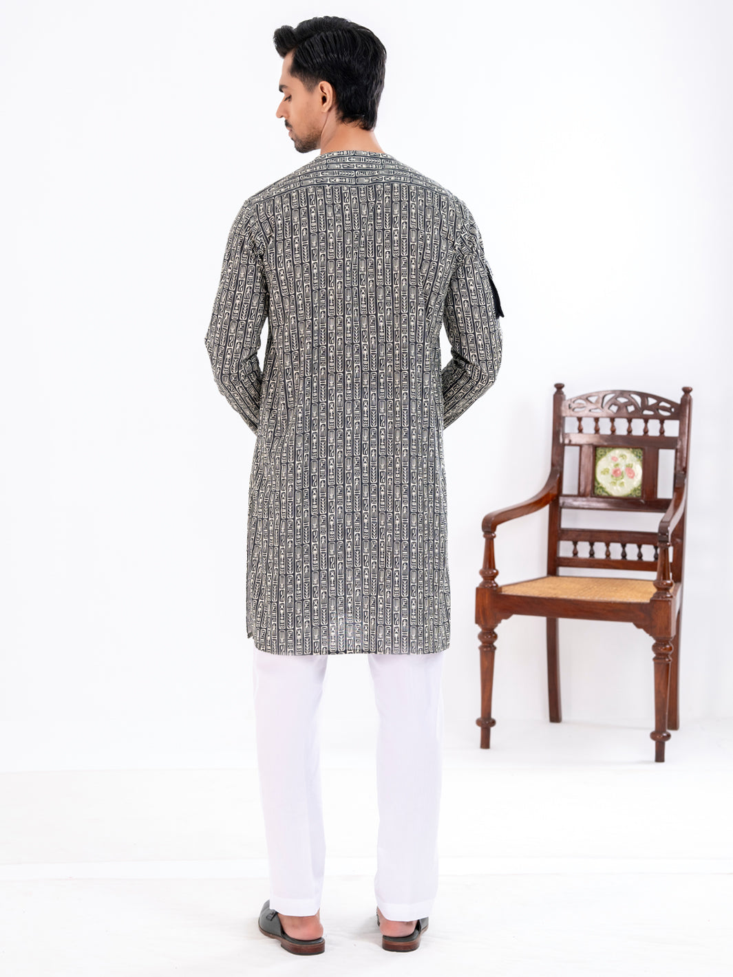 Black Cotton Kurta - AL-K-1193