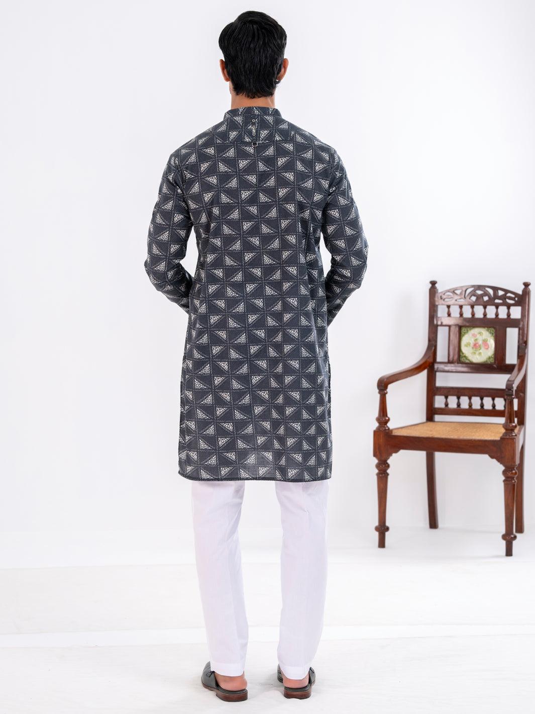 Black Cotton Kurta - AL-K-1195
