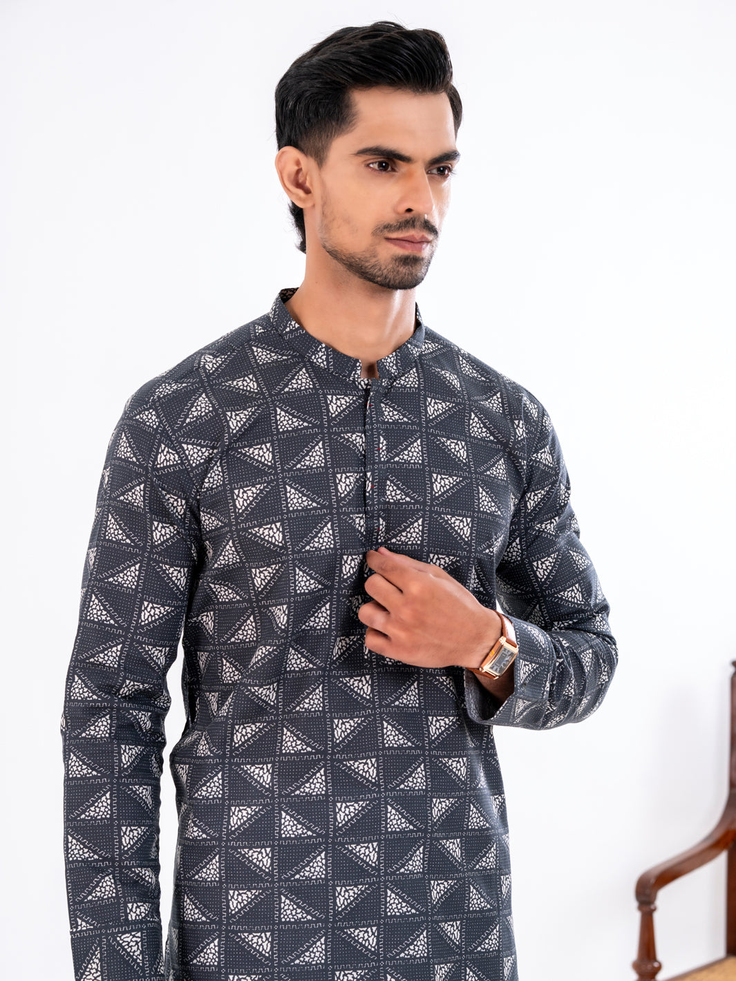 Black Cotton Kurta - AL-K-1195