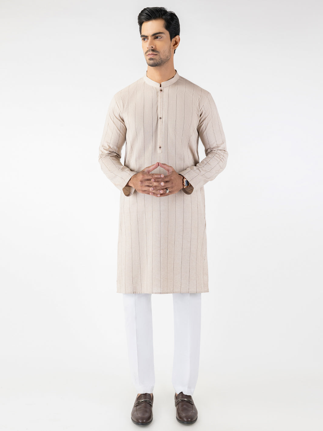 Beige Blended Kurta - AL-K-1252